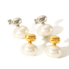 Wholesale Women's Geometric Pearl Earrings Stainless Steel 18K Gold Plated With Geometric Design
