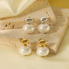 Wholesale Women's Geometric Pearl Earrings Stainless Steel 18K Gold Plated With Geometric Design