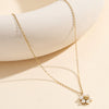 Wholesale Women's Geometric Pearl Flower Necklace 18K Gold Plated Handmade Pendant With Calendering Chain