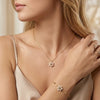 Wholesale Women's Geometric Pearl Flower Necklace 18K Gold Plated Handmade Pendant With Calendering Chain
