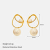 Wholesale Women's Geometric Pearl Hoop Earrings With Vacuum Real Gold Plating In Pvd Furnace
