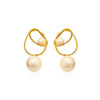 Wholesale Women's Geometric Pearl Hoop Earrings With Vacuum Real Gold Plating In Pvd Furnace