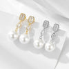 Wholesale Women's Geometric Pearl Inlaid S925 Sterling Silver Earrings