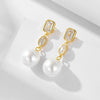 Wholesale Women's Geometric Pearl Inlaid S925 Sterling Silver Earrings