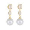 Wholesale Women's Geometric Pearl Inlaid S925 Sterling Silver Earrings