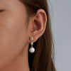 Wholesale Women's Geometric Pearl Inlaid S925 Sterling Silver Earrings