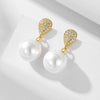 Wholesale Women's Geometric Pearl Inlaid S925 Sterling Silver Stud Earrings