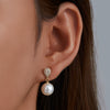 Wholesale Women's Geometric Pearl Inlaid S925 Sterling Silver Stud Earrings