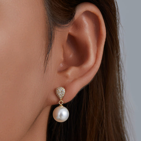 Wholesale Women's Geometric Pearl Inlaid S925 Sterling Silver Stud Earrings