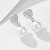 Wholesale Women's Geometric Pearl Inlaid S925 Sterling Silver Stud Earrings