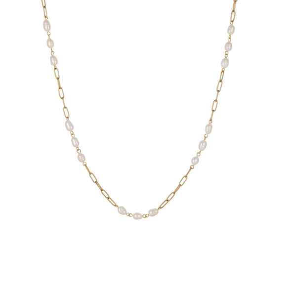 Wholesale Women's Geometric Pearl Necklace Made Of 18K Gold Stainless Steel With Electroplating