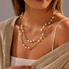 Wholesale Women's Geometric Pearl Necklace Made Of 18K Gold Stainless Steel With Electroplating