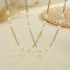 Wholesale Women's Geometric Pearl Necklace Made Of 18K Gold Stainless Steel With Electroplating