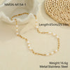 Wholesale Women's Geometric Pearl Necklace Made Of 18K Gold Stainless Steel With Electroplating