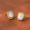 Wholesale Women's Geometric Pearl Stainless Steel Gold Plated Earrings With Minimalist Ins Style