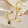Wholesale Women's Geometric Pearl Tiger Eye Stone Pendant Flower Heart Stainless Steel Electroplated Accessories Set With Plants And Flowers Pattern