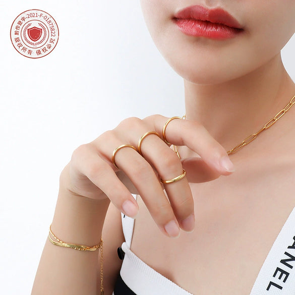 Wholesale Women's Geometric Plain Titanium Steel Electroplated Rose Gold Tail Ring