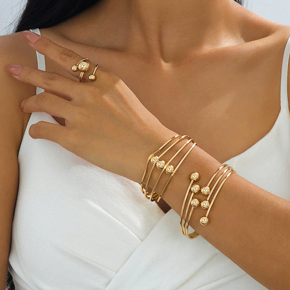 Wholesale Women's Geometric Plants Flowers Style Alloy Electroplated Hand Jewelry And Earrings Set