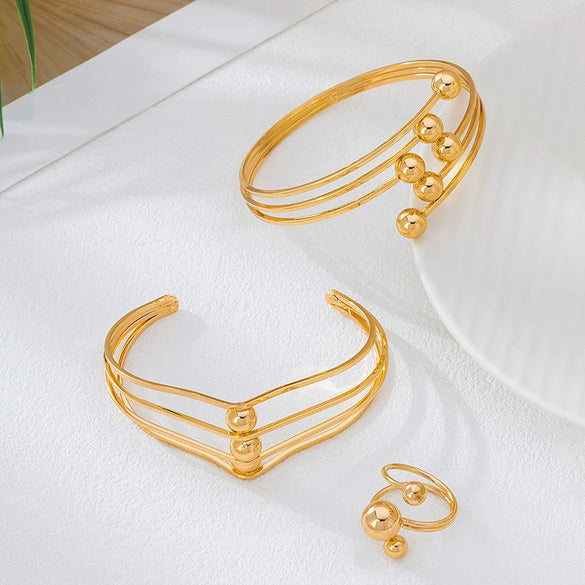 Wholesale Women's Geometric Plants Flowers Style Alloy Electroplated Hand Jewelry And Earrings Set