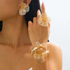 Wholesale Women's Geometric Plants Flowers Style Electroplated Alloy Hollow Flower Jewelry Set