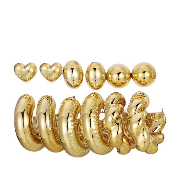 Wholesale Women's Geometric Plastic And Resin Water Drop And Cshaped Earrings With Electroplating Treatment