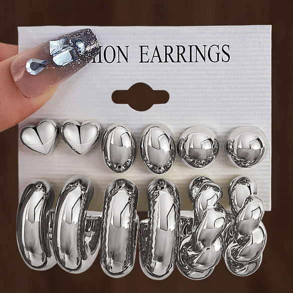Wholesale Women's Geometric Plastic And Resin Water Drop And Cshaped Earrings With Electroplating Treatment