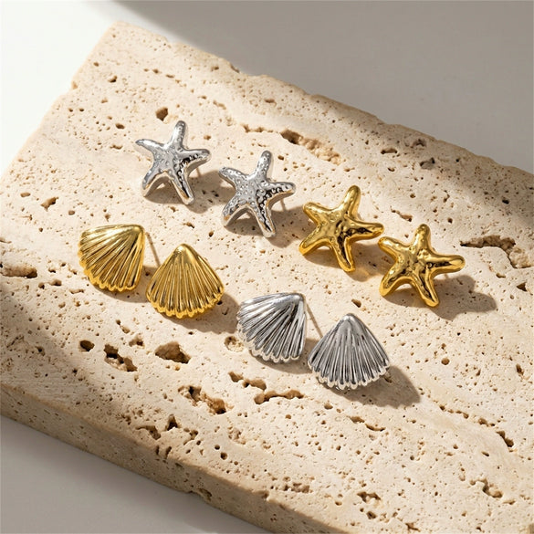 Wholesale Women's Geometric Plastic Electroplated Heart Flower Earring Set