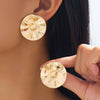 Wholesale Women's Geometric Pleated Electroplated Alloy Earrings With Versatile Style