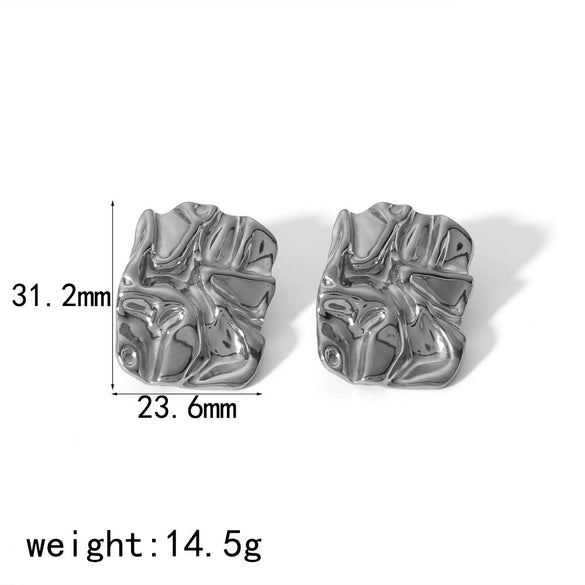 Wholesale Women's Geometric Pleated Texture Stainless Steel Electroplated Earrings
