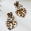Wholesale Women's Geometric Punk Leopard Print Heart And Flower Shaped Stud And Pendant Earrings In Alloy And Stainless Steel With Electroplating