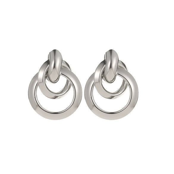 Wholesale Women's Geometric Punk Style Exaggerated Circle Metal Alloy Electroplated Earrings