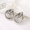 Wholesale Women's Geometric Punk Style Exaggerated Circle Metal Alloy Electroplated Earrings