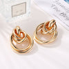 Wholesale Women's Geometric Punk Style Exaggerated Circle Metal Alloy Electroplated Earrings