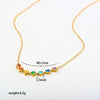 Wholesale Women's Geometric Rainbowcolored Zircon Tassel Pendant Stainless Steel Cross Chain Necklace With Electroplating
