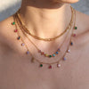 Wholesale Women's Geometric Rainbowcolored Zircon Tassel Pendant Stainless Steel Cross Chain Necklace With Electroplating