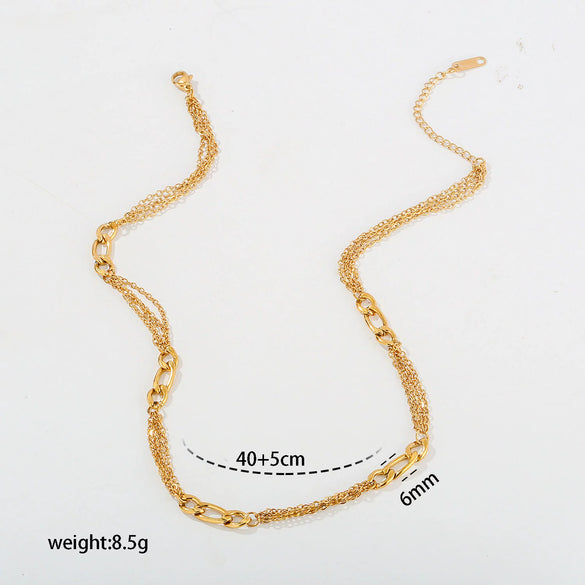 Wholesale Women's Geometric Rainbowcolored Zircon Tassel Pendant Stainless Steel Cross Chain Necklace With Electroplating