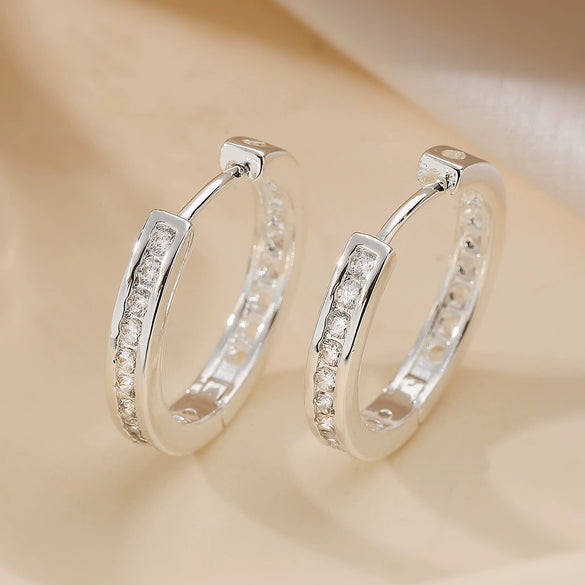 Wholesale Women's Geometric Real Gold Electroplated Copper Inlaid Zircon Earrings