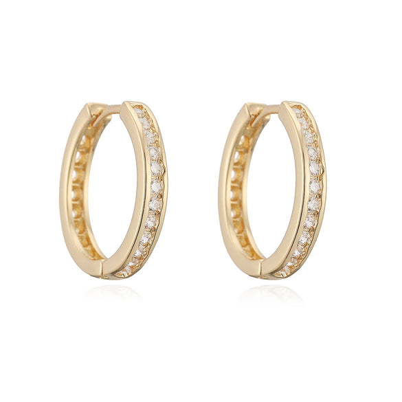 Wholesale Women's Geometric Real Gold Electroplated Copper Inlaid Zircon Earrings