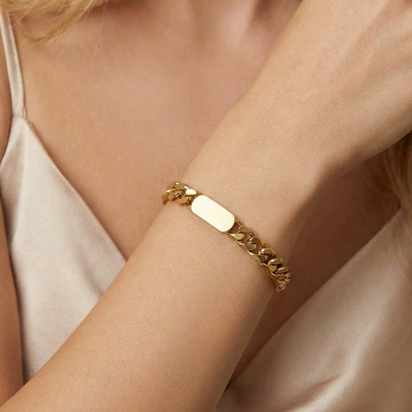 Wholesale Women's Geometric Real Gold Plated Stainless Steel Bracelet Fashion Jewelry With Original Design