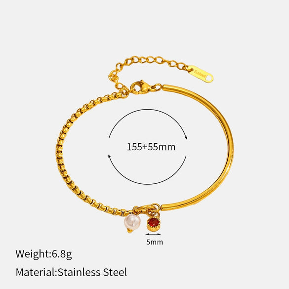 Wholesale Women's Geometric Real Gold Plated Stainless Steel Bracelet Light Luxury High End Niche Jewelry