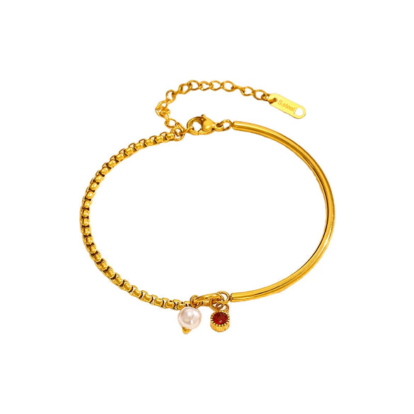 Wholesale Women's Geometric Real Gold Plated Stainless Steel Bracelet Light Luxury High End Niche Jewelry
