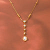 Wholesale Women's Geometric Real Gold Plated Stainless Steel Diamondstudded Pearl Pendant Clavicle Necklace