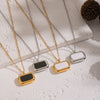 Wholesale Women's Geometric Rectangular Oil Drop Sweater Chain Necklace 18K Real Gold Plated Stainless Steel Jewelry Light Luxury Style