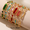 Wholesale Women's Geometric Rectangular Round Faceted Stainless Steel And Glass Stone Electroplated Bracelet With Midcentury And Ancient Style