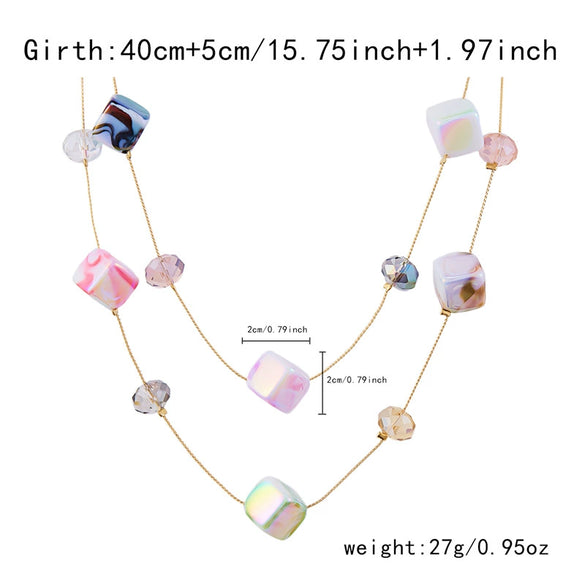 Wholesale Women's Geometric Resin Handmade Doublelayer Clavicle Necklace