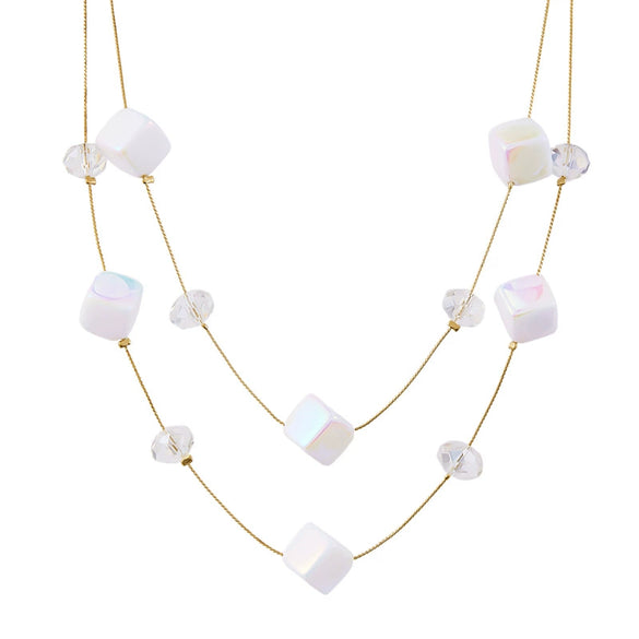 Wholesale Women's Geometric Resin Handmade Doublelayer Clavicle Necklace