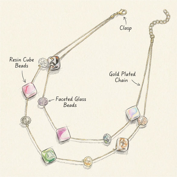 Wholesale Women's Geometric Resin Handmade Doublelayer Clavicle Necklace