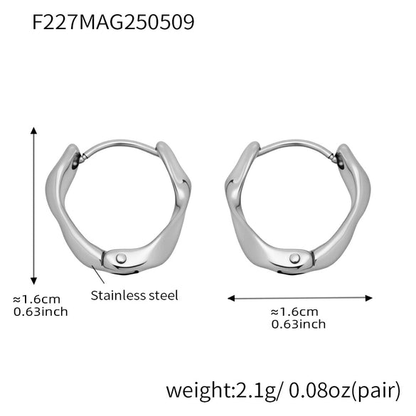 Wholesale Women's Geometric Retro Cool Style Electroplated Stainless Steel Ferris Wheel Twist Earrings