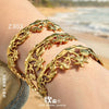 Wholesale Women's Geometric Retro Embossed Electroplated Stainless Steel Bracelet