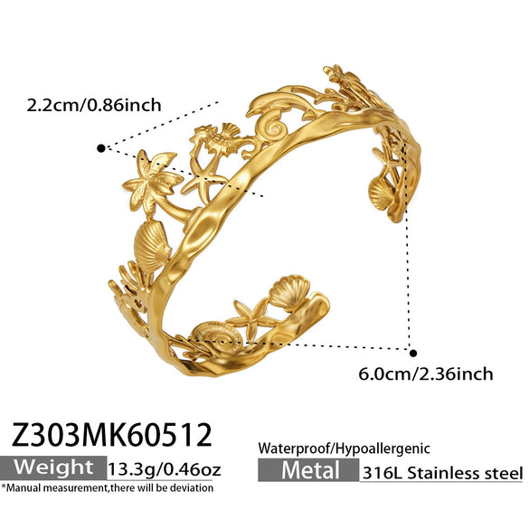 Wholesale Women's Geometric Retro Embossed Electroplated Stainless Steel Bracelet